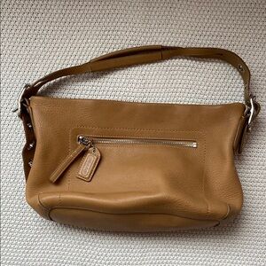 Coach Tan Leather Shoulder Bag with Relaxed Style